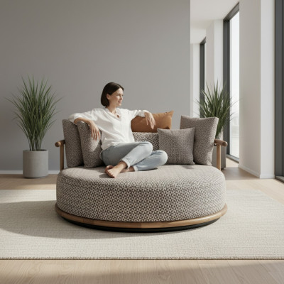 Ontwerp bank voor moderne woonkamer met luxe meubels zitkussen ronde bank.