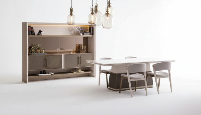 Luxe 6-delige eetkamerset Eettafel 4x Stoelen Dressoir 6-delige moderne ontwerpset