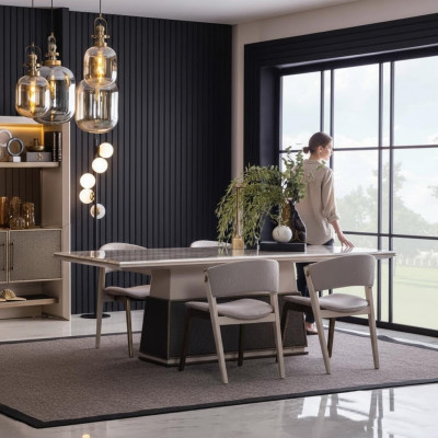 Luxe eettafel Eettafels Tafel Eetset Eetgroep Tafels 4x Armstoelen Stoel