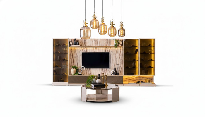 Elegante woonkamer wandmeubel aanbouw 388cm Luxe woonkamer meubels dressoir