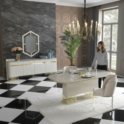 Luxueuze eetkamerset Eettafel met 4x armstoel Eetgroep Eetkamer set Stoelgroep