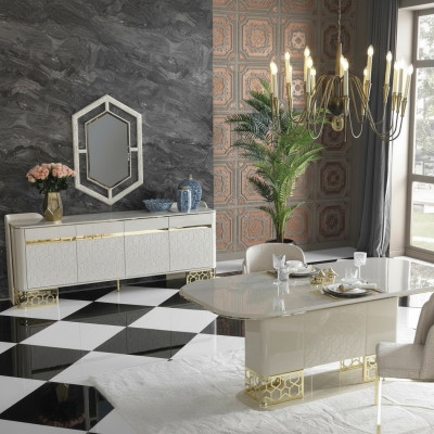 Luxueuze eetkamerset Eettafel met 4x armstoel Eetgroep Eetkamer set Stoelgroep