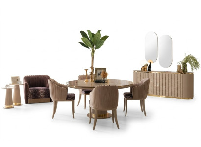 Eethoek Eettafel 4 Stoelen Dressoir Spiegel Eetgroep Eetkamerset 8-delig