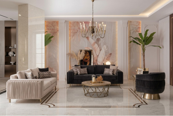 Elegante bankstel bankstel 3+3-zits met fauteuil voor woonkamer Nieuw design