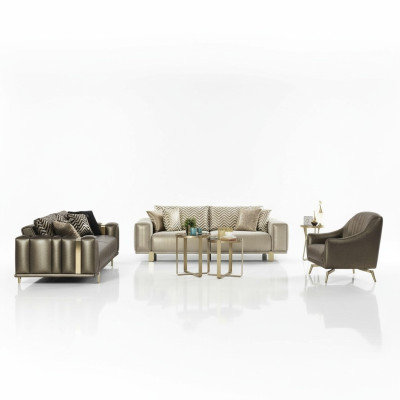 Ontwerp bankstel 3+2+1 zits Moderne fauteuils Luxe meubels Stof Goud