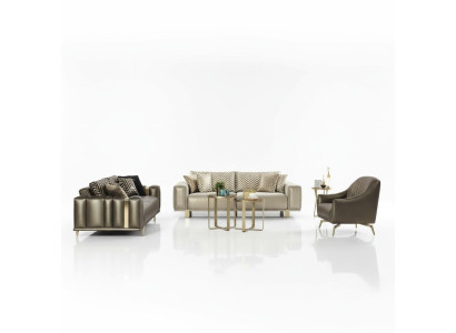 Ontwerp bankstel 3+2+1 zits Moderne fauteuils Luxe meubels Stof Goud