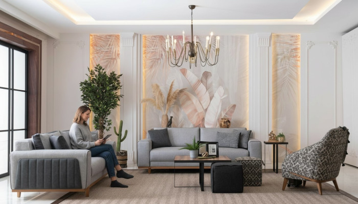 Luxueuze bankstel 3+2+1 Moderne bank bankstel gestoffeerd ontwerp Lounge meubilair