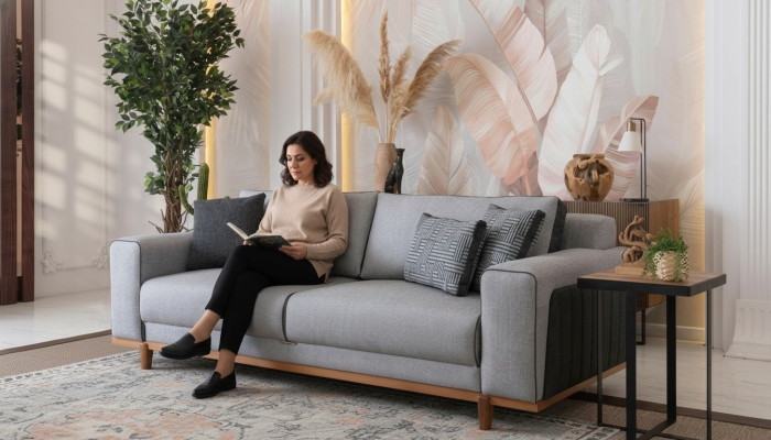 Grote bank 242cm bank stoffering meubels banken stoffen bank inrichting textiel