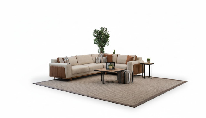 Hoekbank L-vorm Woonkamer Moderne Luxe Meubels Bankstel Hoekopstelling Beige