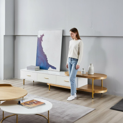 rtv Laag tv-meubel laden planken dressoir tafel woonkamer hout design