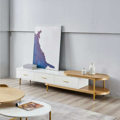 rtv Laag tv-meubel laden planken dressoir tafel woonkamer hout design