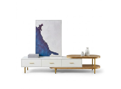 rtv Laag tv-meubel laden planken dressoir tafel woonkamer hout design