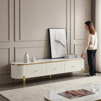 TV-standaard RTV Lowboard Wit Modern Woonkamer Sideboard Hout Nieuw