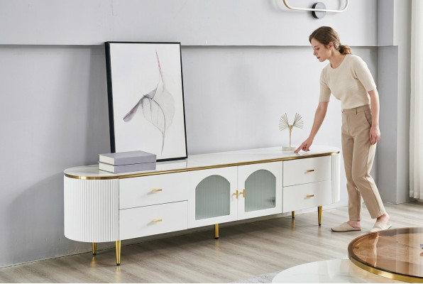 Ovale televisiestandaard rtv laag tv dressoir tv dressoir woonkamer houten meubels