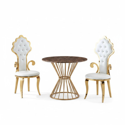 Eettafel Koffietafel Woonkamer Goud Luxe Design Ronde Tafel Roestvrij Staal