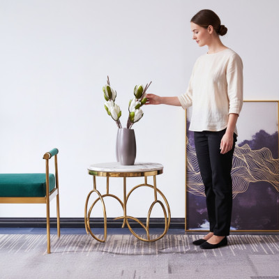 Bijzettafel Tafel Bijzettafel Designer Meubels Goud Rond Roestvrijstalen Tafel