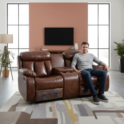 Bank 2-zitsbank Bank Stoff Ontwerper Ontspanningsfunctie Woonkamer Bruin Nieuw