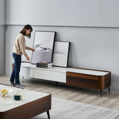 TV-standaard RTV Lowboard Wit Tafel Hout Modern Woonkamer Dressoir