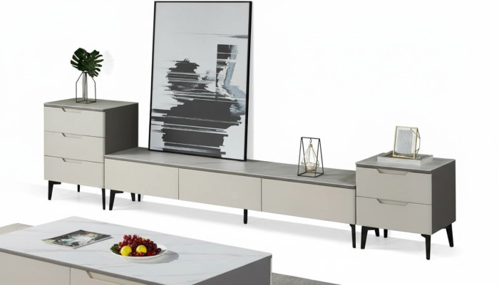 Wandmeubel TV-standaard RTV Lowboard Luxe Hout Modern Grijs Woonkamer