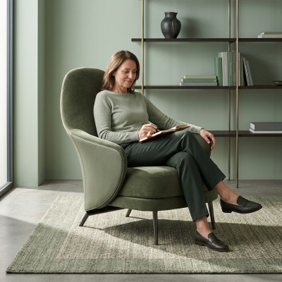 Luxe fauteuil gestoffeerde fauteuil chaise longue woonkamer eetkamer Groen