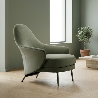 Luxe fauteuil gestoffeerde fauteuil chaise longue woonkamer eetkamer Groen