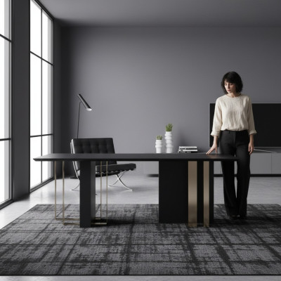 Zwarte houten eettafel eettafel eettafel stijl eettafel 180x90