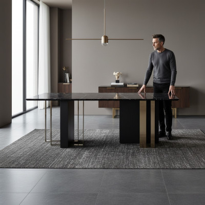 Zwarte design eettafel eetkamer meubels tafel luxe houten tafels 240x100