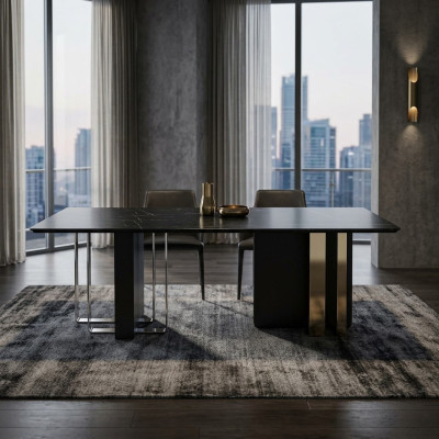 Zwarte design eettafel eetkamer meubels tafel luxe houten tafels 240x100