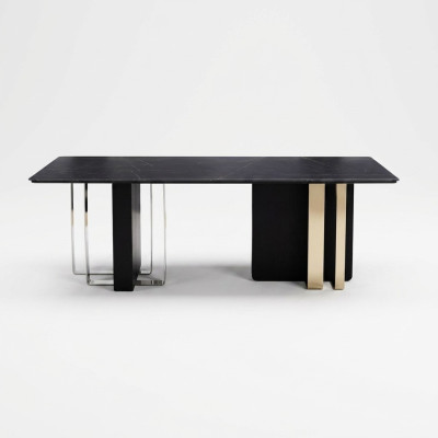 Grote zwarte eettafel Eetkamer meubilair Houten tafel Tafel Roestvrij staal