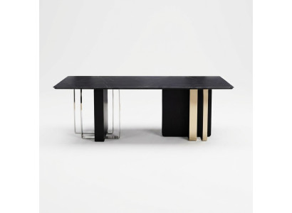Grote zwarte eettafel Eetkamer meubilair Houten tafel Tafel Roestvrij staal