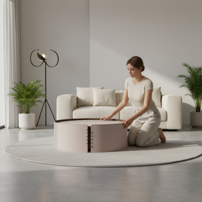 Woonkamer Ronde salontafel groen Luxe design nieuw Materiaal hout