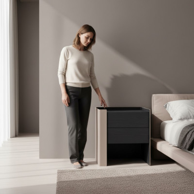 Zwarte nachtkastje Designer nachtkastje Slaapkamer Houten meubels Nieuw