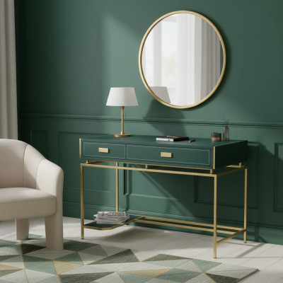 Computertafel Houten tafel groen kantoormeubelen bureau luxe meubels tafels