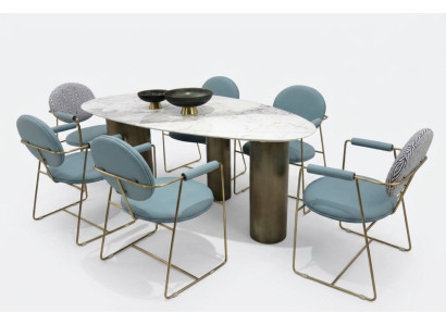 Eetkamerontwerper Ovale eettafel wit Luxe roestvrijstalen tafels Tafel