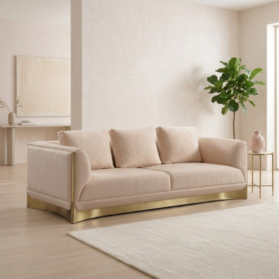 Bank 3-zits bankstellen Woonkamer Luxe Stijl Modern beige Bank Meubels