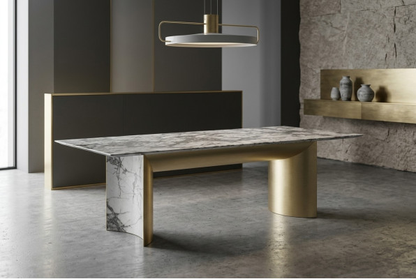 Stijlvolle eettafel van kunstmarmer grote eettafel, nieuwe tafel eetkamermeubels