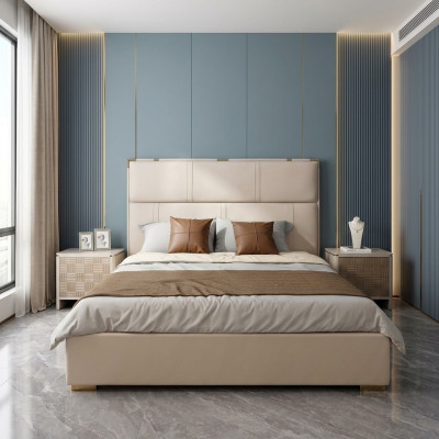Slaapkamer set Bed 2x Nachtkastje Design Modern Luxe Bedden 3-delig