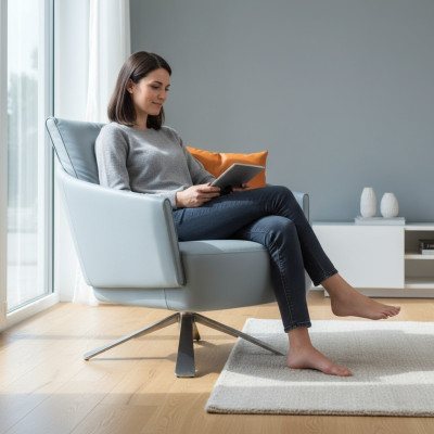 Fauteuil Gestoffeerde meubels Ontwerper Moderne woonkamer Draaistoel Textiel Nieuw