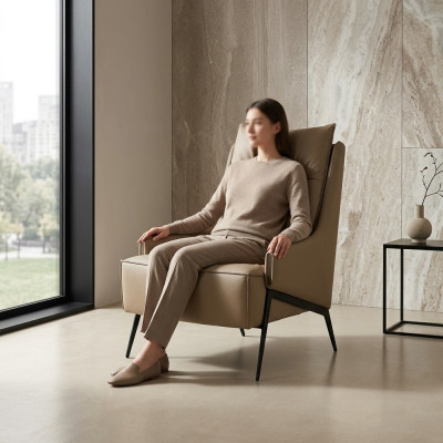 Sessel 1-zitter kunstleer lounge luxe bekleding relax meubelontwerp bank