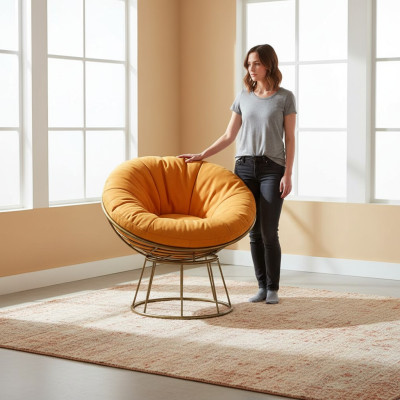 Fauteuil Club Lounge Designer gestoffeerd 1-zits Relaxfauteuil Oranje