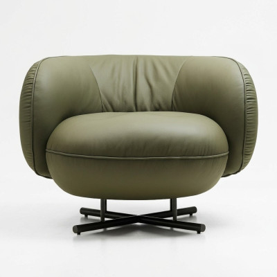 Fauteuil 1-zitter kunstleer lounge luxe gestoffeerde designstoel grijs