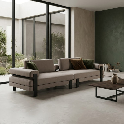 Bankstel 2 zits Textiel Hout Modern Bankstel Bekleding Ontwerp Luxe Nieuw