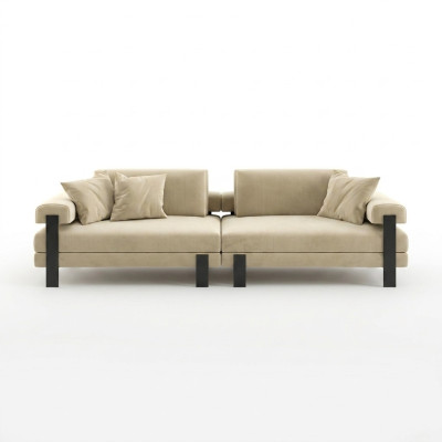 Designer bankstel 2 zits Modern Bank Bekleding Beige Bankstellen Designbank Nieuw