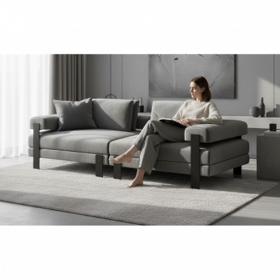 Luxe 2-zits bank Italiaanse stijl bankstel Polyester Grijs Woonkamer