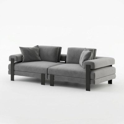 Luxe 2-zits bank Italiaanse stijl bankstel Polyester Grijs Woonkamer