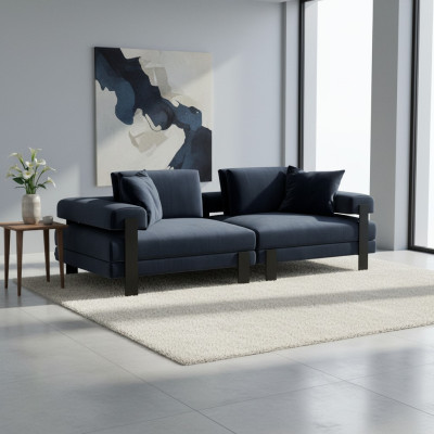 Bankstel 2 zits gestoffeerd bankstel Blauw Textill Design Modern Bank Bankstellen Luxe