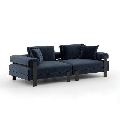 Bankstel 2 zits gestoffeerd bankstel Blauw Textill Design Modern Bank Bankstellen Luxe