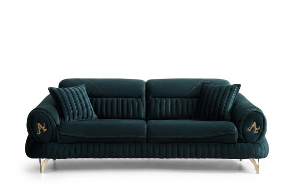 Groene driezits luxe bank Modern houten ontwerp Nieuwe woonkamermeubels.