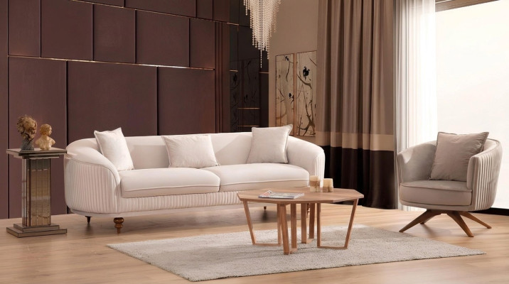 Bankstel 3-zits Elegant Moderne Luxe Design Houten Meubels Bekleding