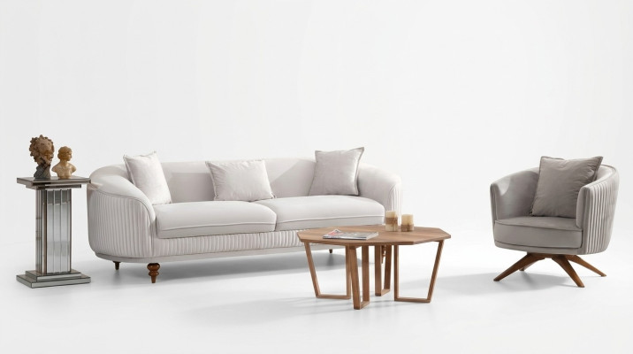 Bankstel 3-zits Elegant Moderne Luxe Design Houten Meubels Bekleding